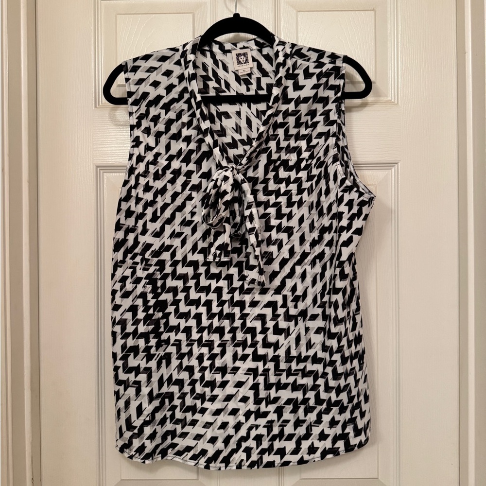 Anne Klein | Women’s Black and White Geometric Sleeveless Top Size XL - Picture 2 of 8